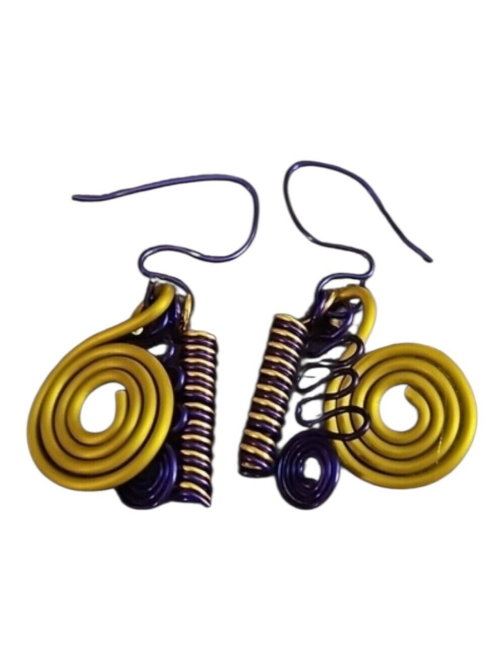 ARTISAN Atomic Spiral Wire Funky Whimsical Dangle Hook Earrings